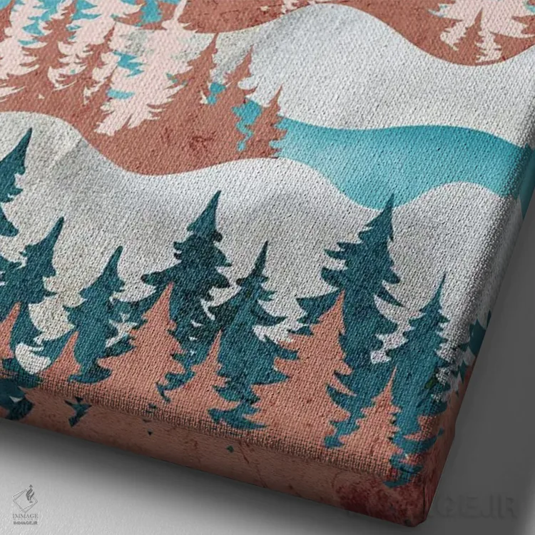 تابلو کوهها، دریاچه و آرامش اثر آرسی بسی - نمای نزدیک بافت بوم