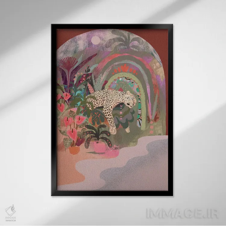 تابلو پلنگ خفته اثر امبر سامرست - نمای قابدار مشکی