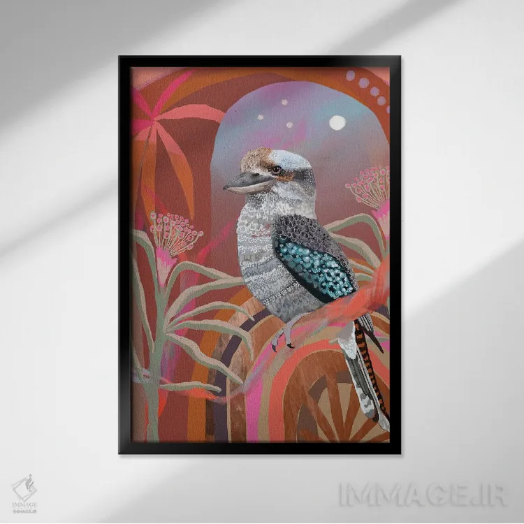 تابلو کاکابورای پادشاه بوتهزار اثر امبر سامرست - نمای قابدار مشکی