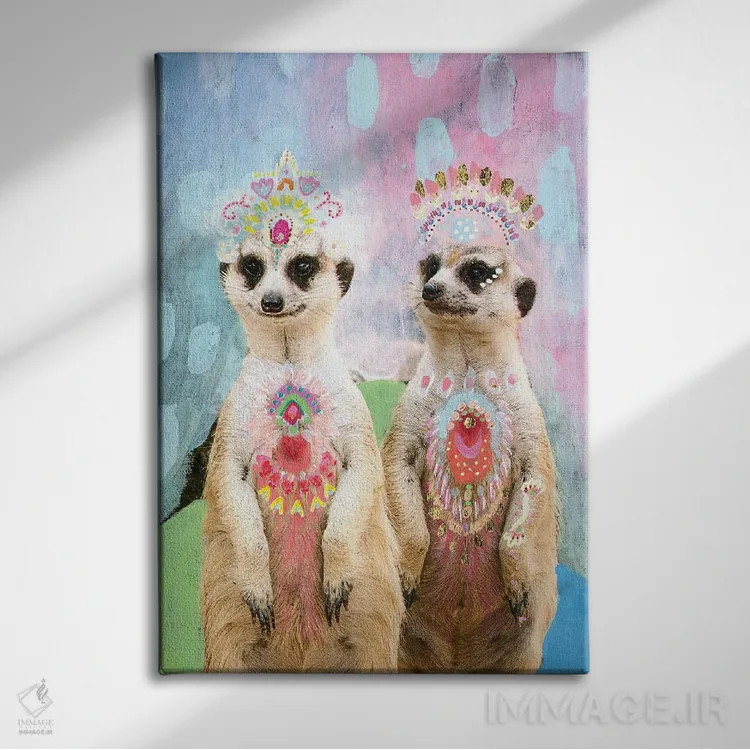 تابلو زوج میرکات اثر امبر سامرست - نمای روبهرو روی دیوار