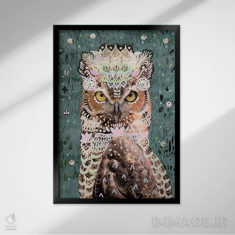 تابلو جغد لالیتا اثر امبر سامرست - نمای قابدار مشکی