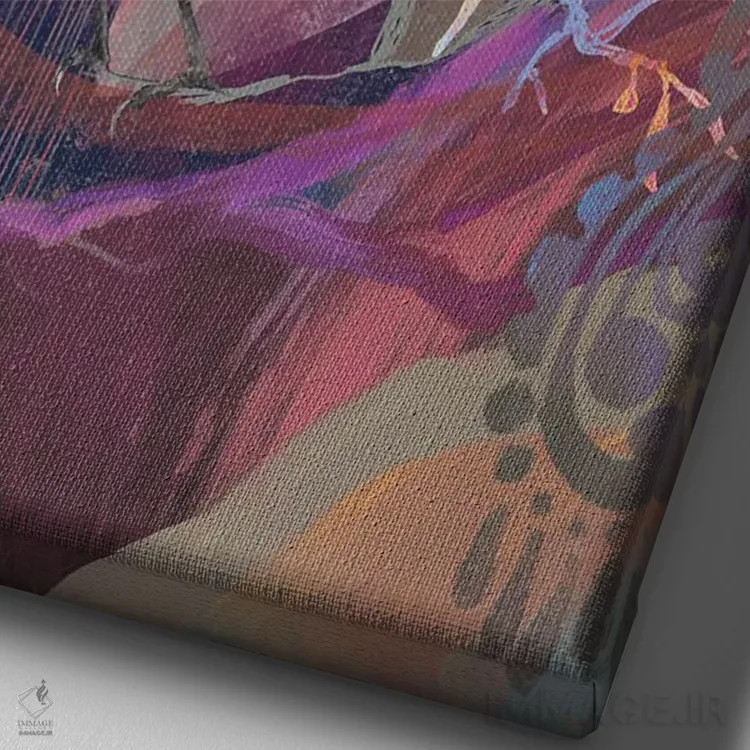 تابلو کلاغ آبی افسانهای اثر امبر سامرست - نمای نزدیک بافت بوم