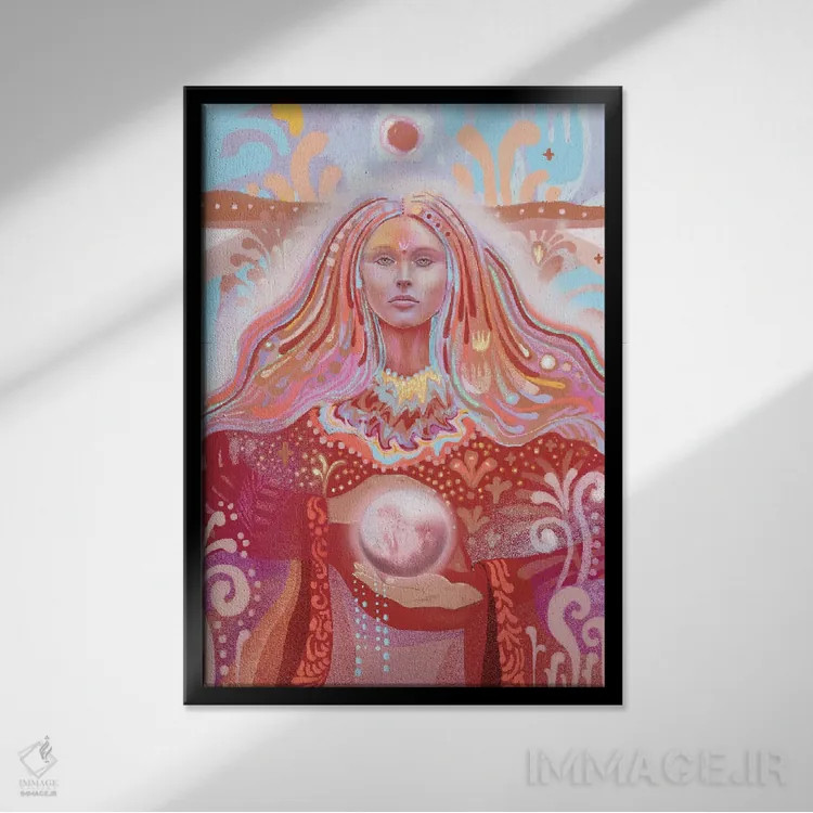 تابلو الههٔ لونا اثر امبر سامرست - نمای قابدار مشکی