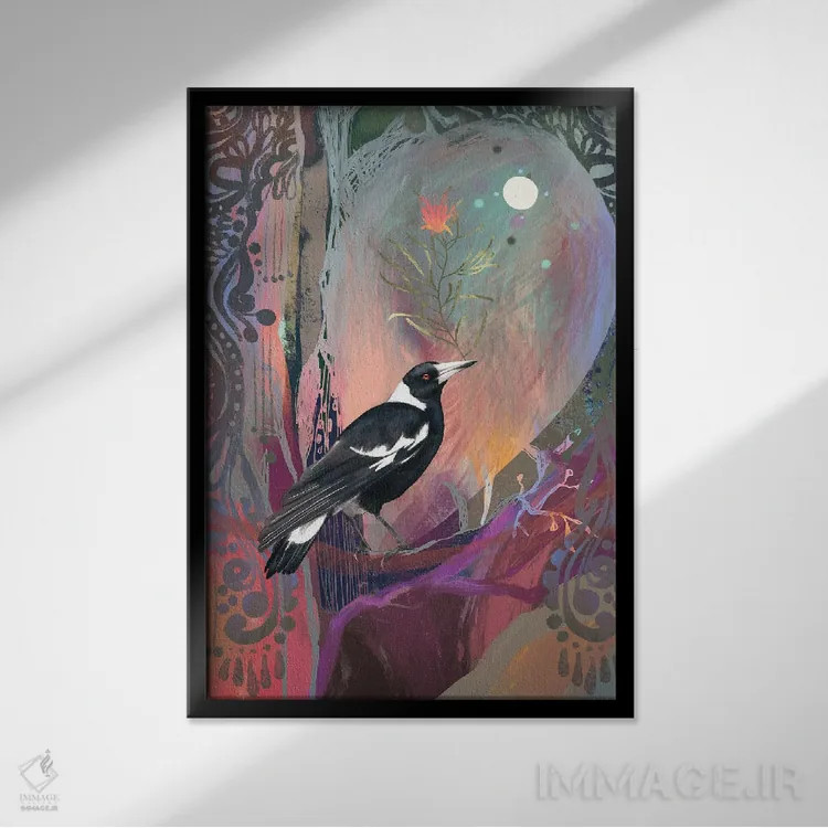 تابلو کلاغ آبی افسانهای اثر امبر سامرست - نمای قابدار مشکی