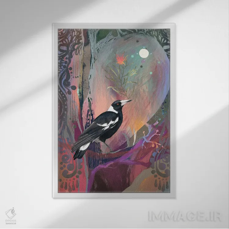 تابلو کلاغ آبی افسانهای اثر امبر سامرست - نمای قابدار سفید