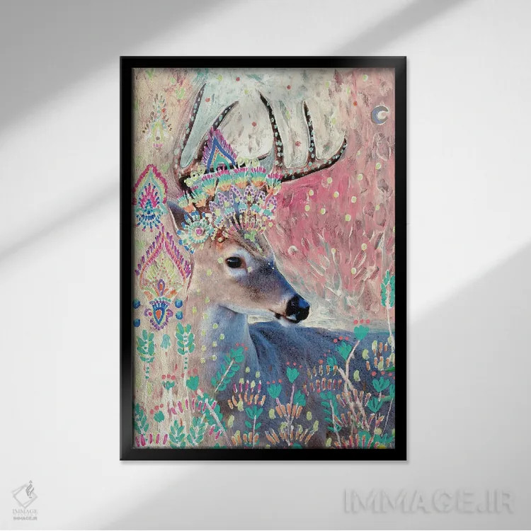 تابلو گوزن نارایان اثر امبر سامرست - نمای قابدار مشکی