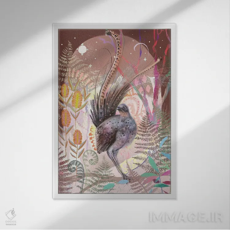 تابلو آواز لیربردها اثر امبر سامرست - نمای قابدار سفید