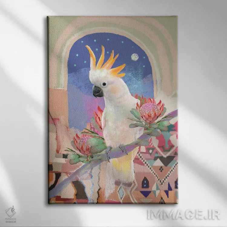 تابلو کاکاتوی تاجزرد اثر امبر سامرست - نمای روبهرو روی دیوار
