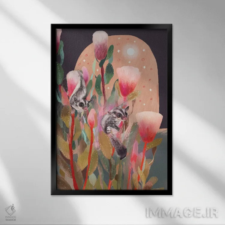 تابلو شوگر گلایدرها (پستاندار پرنده) اثر امبر سامرست - نمای قابدار مشکی