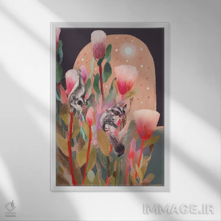 تابلو شوگر گلایدرها (پستاندار پرنده) اثر امبر سامرست - نمای قابدار سفید