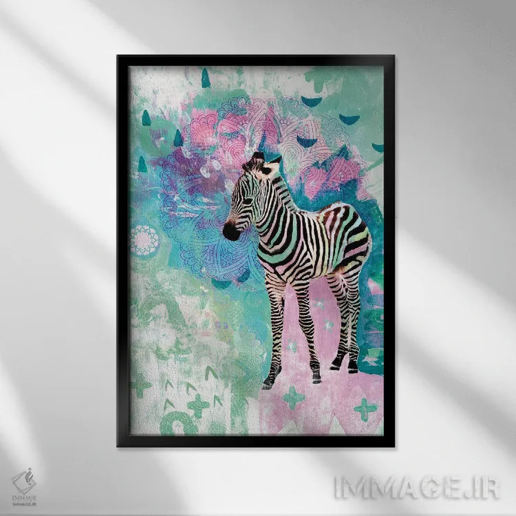 تابلو زیرا گورخر اثر امبر سامرست - نمای قابدار مشکی