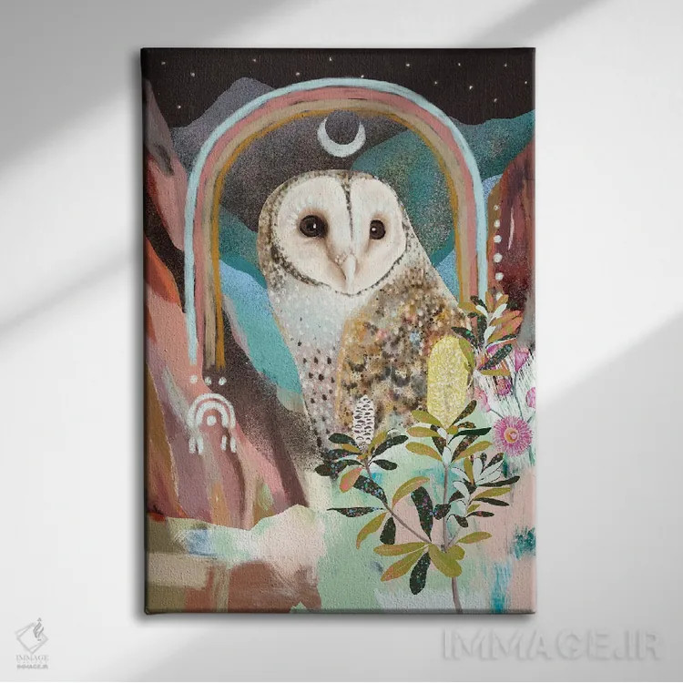 تابلو جغد نقابدار استرالیایی اثر امبر سامرست - نمای روبهرو روی دیوار