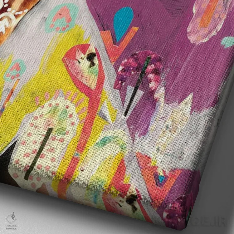 تابلو زرافهٔ بنفش اثر امبر سامرست - نمای نزدیک بافت بوم