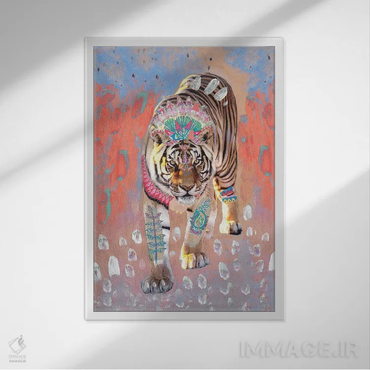 تابلو ببر ایندیرا در گرگومیش اثر امبر سامرست - نمای قابدار سفید