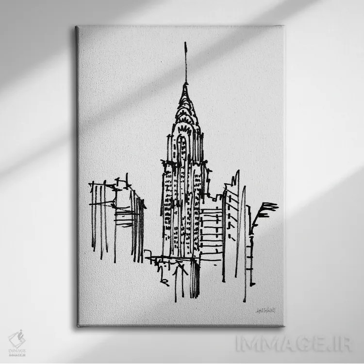 تابلو طرح ساختمان کرایسلر اثر آن تاولتی - نمای روبهرو روی دیوار