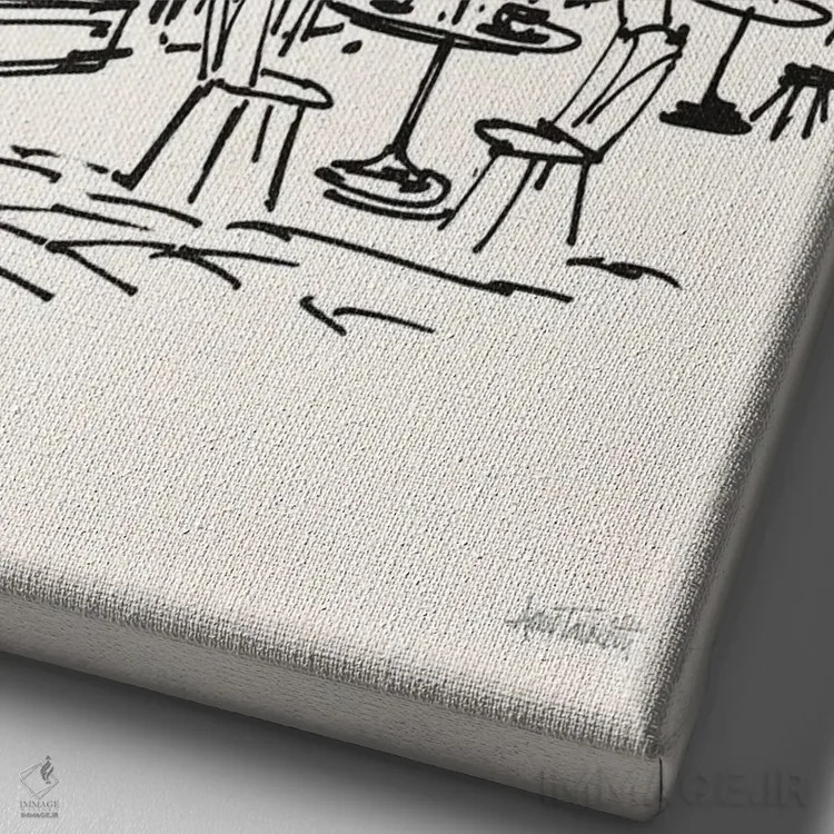 تابلو طرح کافه I اثر آن تاولتی - نمای نزدیک بافت بوم