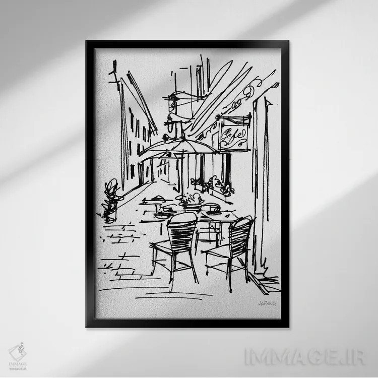 تابلو طرح کافه II اثر آن تاولتی - نمای قابدار مشکی