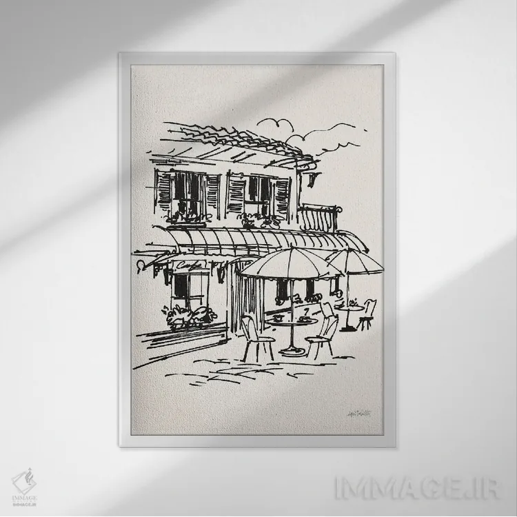 تابلو طرح کافه I اثر آن تاولتی - نمای قابدار سفید