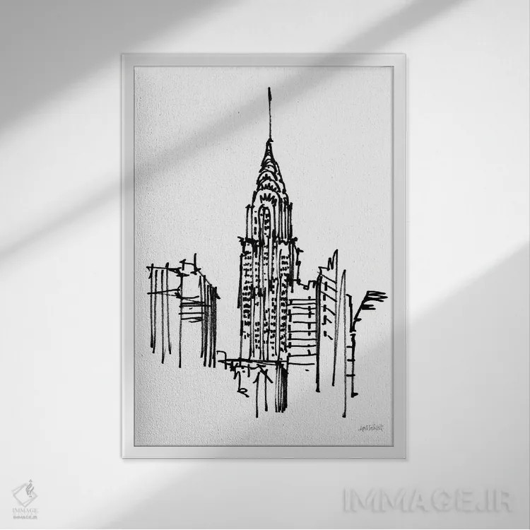 تابلو طرح ساختمان کرایسلر اثر آن تاولتی - نمای قابدار سفید