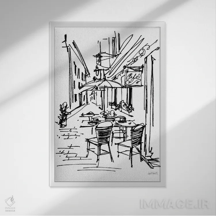تابلو طرح کافه II اثر آن تاولتی - نمای قابدار سفید