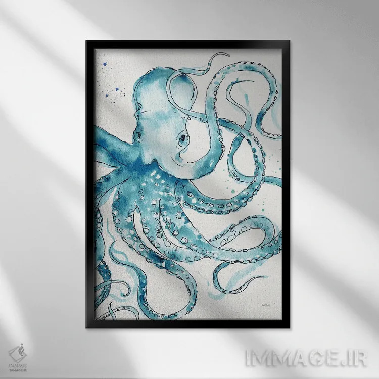 تابلو دریای عمیق VIII (سبز آبی) اثر آن تاولتی - نمای قابدار مشکی