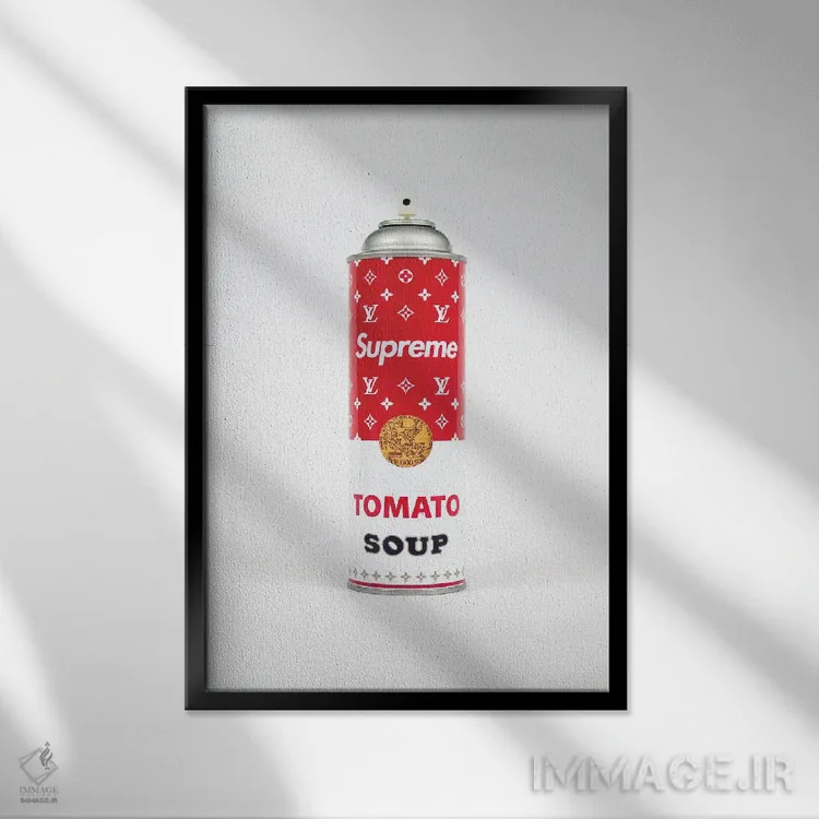 تابلو سوپریم لوییس ویتون، قوطی اسپری سوپ اثر آنتونیو براسکو - نمای قابدار مشکی