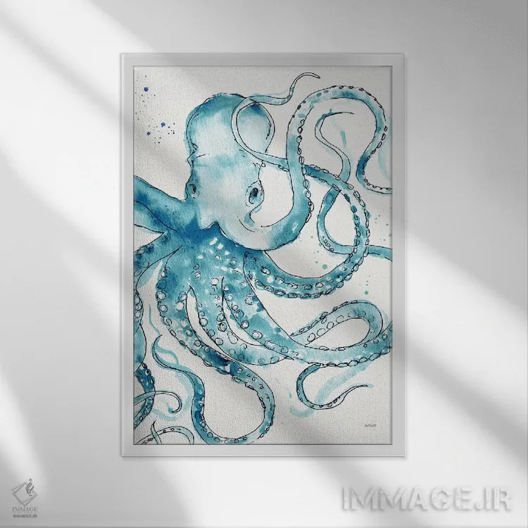 تابلو دریای عمیق VIII (سبز آبی) اثر آن تاولتی - نمای قابدار سفید