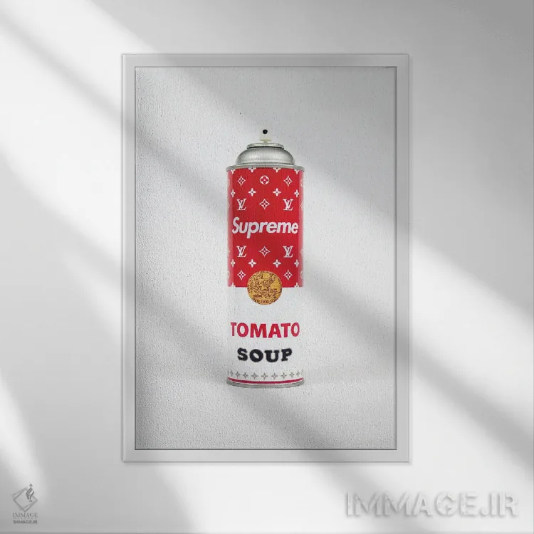 تابلو سوپریم لوییس ویتون، قوطی اسپری سوپ اثر آنتونیو براسکو - نمای قابدار سفید