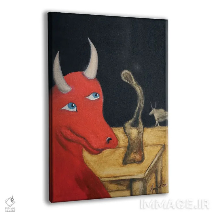 تابلو لبخند گاو قرمز اثر الکساندر تریفونوف - نمای پرسپکتیو محصول