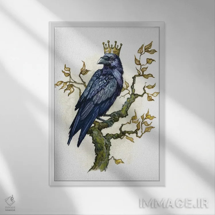 تابلو شاه کلاغ اثر آسترید شکلز - نمای قابدار سفید