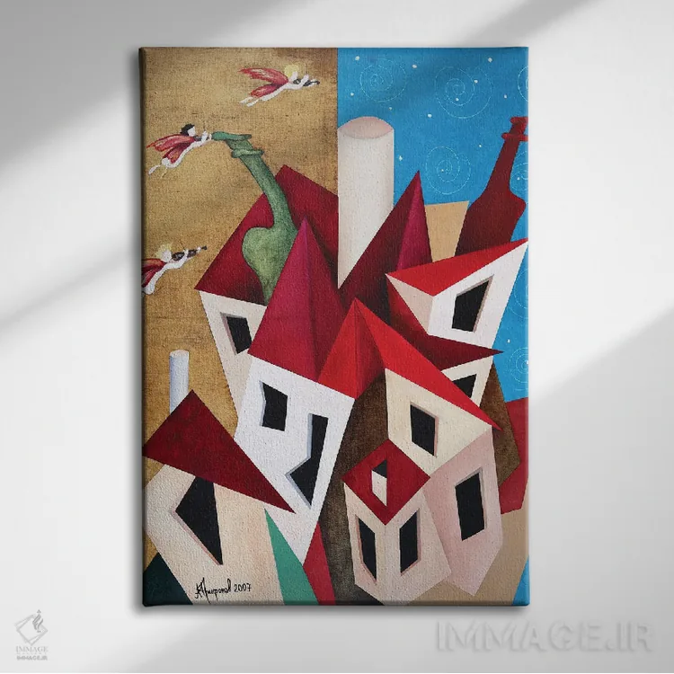 تابلو شهر فرشتگان (لسآنجلس) اثر الکساندر تریفونوف - نمای روبهرو روی دیوار
