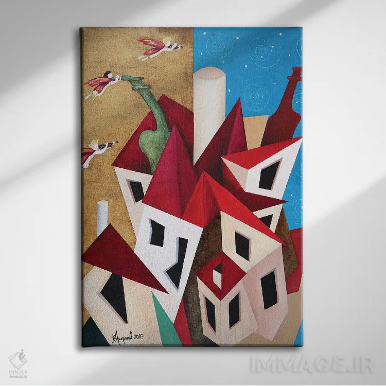 تابلو شهر فرشتگان (لسآنجلس) اثر الکساندر تریفونوف - نمای روبهرو روی دیوار