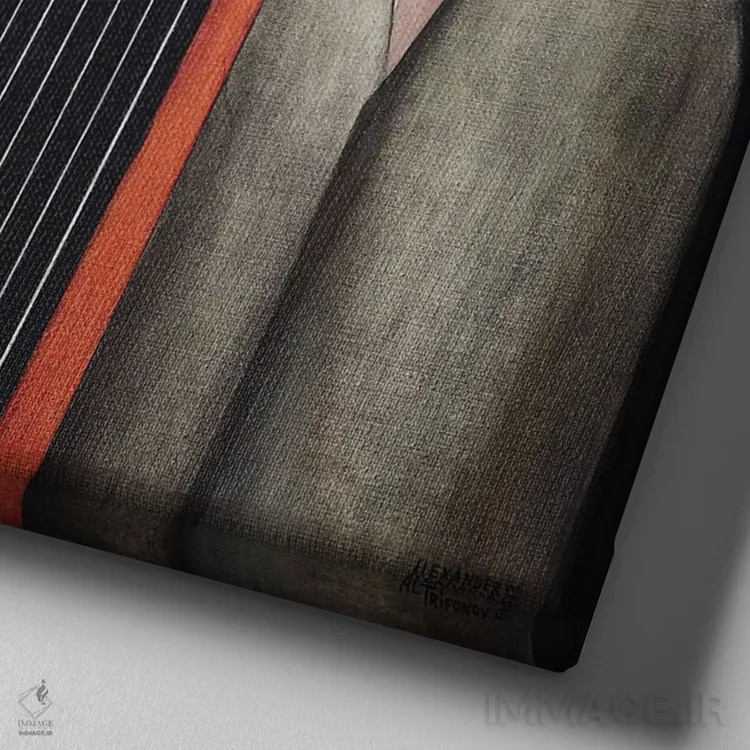 تابلو فرشتهای که کنار پنجره باز چنگ مینوازد اثر الکساندر تریفونوف - نمای نزدیک بافت بوم