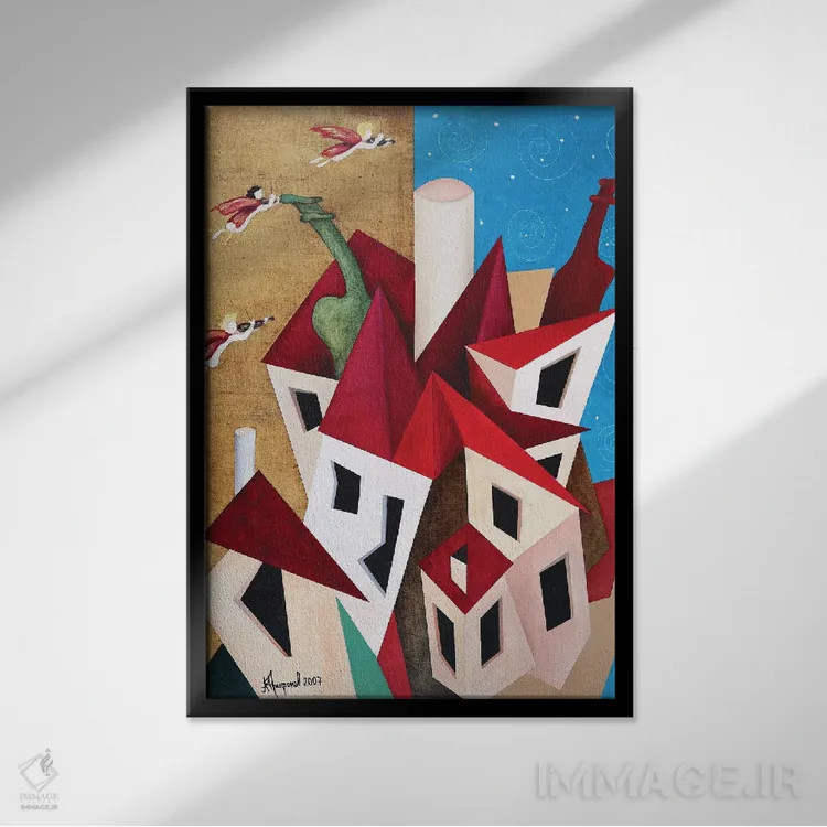 تابلو شهر فرشتگان (لسآنجلس) اثر الکساندر تریفونوف - نمای قابدار مشکی