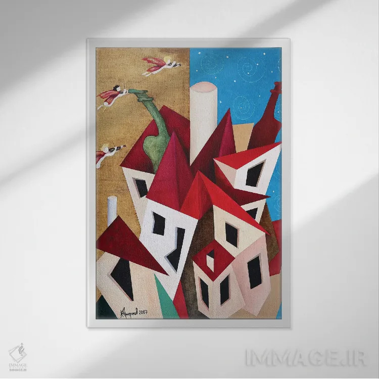 تابلو شهر فرشتگان (لسآنجلس) اثر الکساندر تریفونوف - نمای قابدار سفید