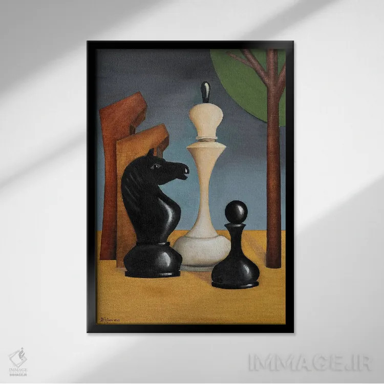 تابلو اسب سیاه اثر الکساندر تریفونوف - نمای قابدار مشکی