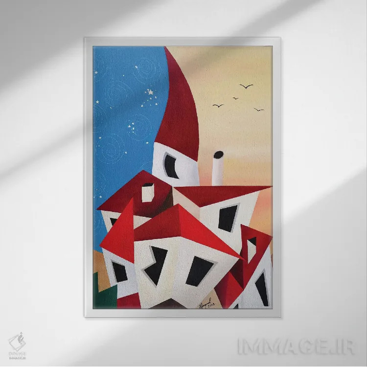 تابلو شهر شگفتانگیز اثر الکساندر تریفونوف - نمای قابدار سفید