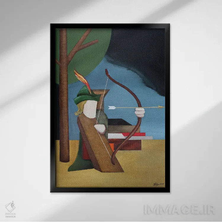 تابلو رابین هود (شخصیت افسانهای) اثر الکساندر تریفونوف - نمای قابدار مشکی