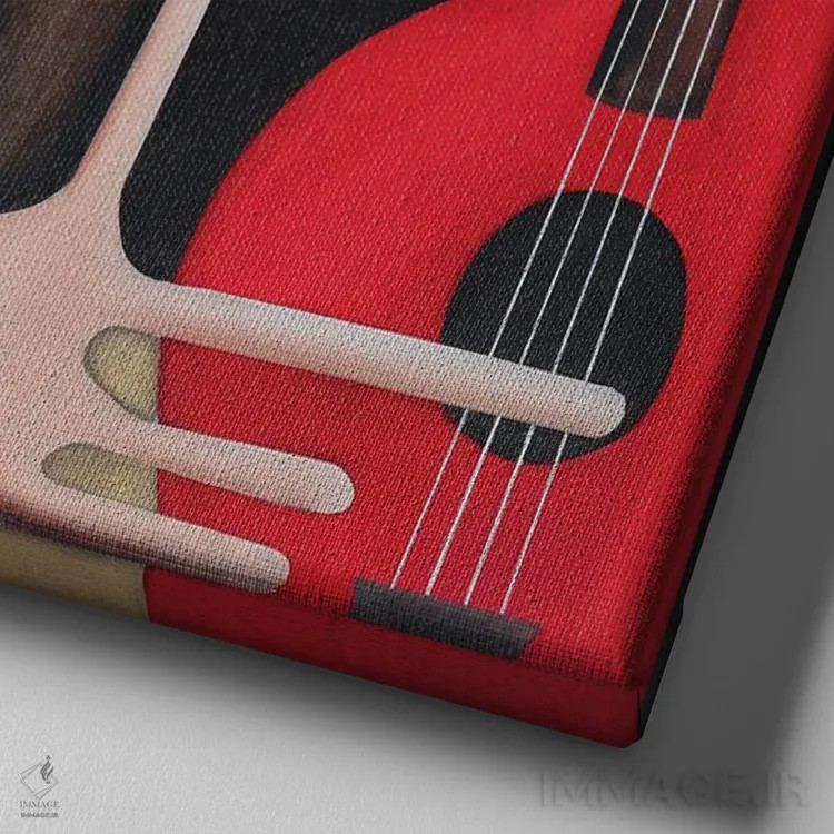 تابلو نوازنده گیتار اثر الکساندر تریفونوف - نمای نزدیک بافت بوم