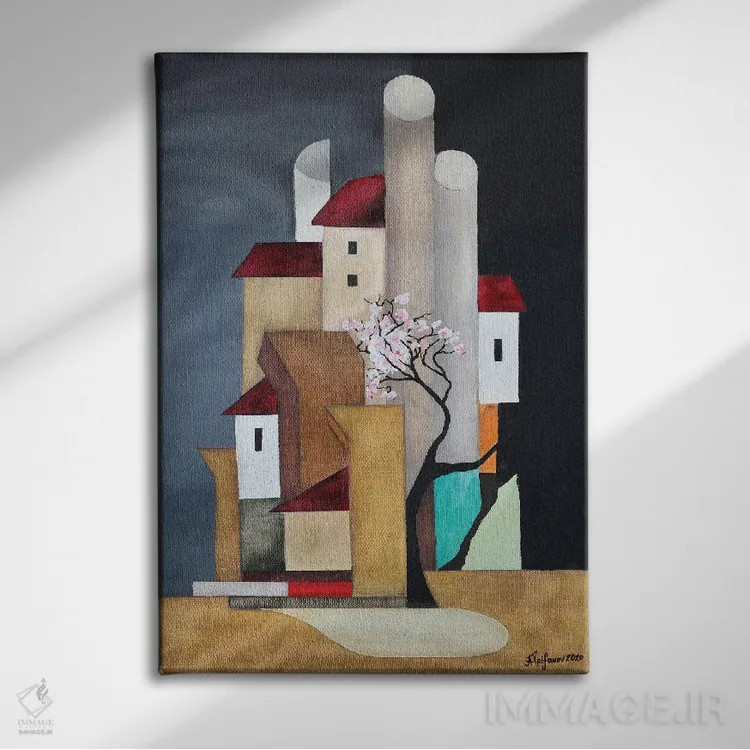 تابلو ساکورا (شکوفه گیلاس ژاپنی) اثر الکساندر تریفونوف - نمای روبهرو روی دیوار