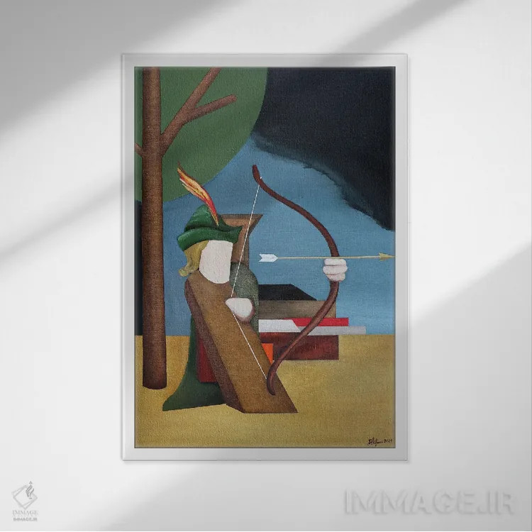 تابلو رابین هود (شخصیت افسانهای) اثر الکساندر تریفونوف - نمای قابدار سفید