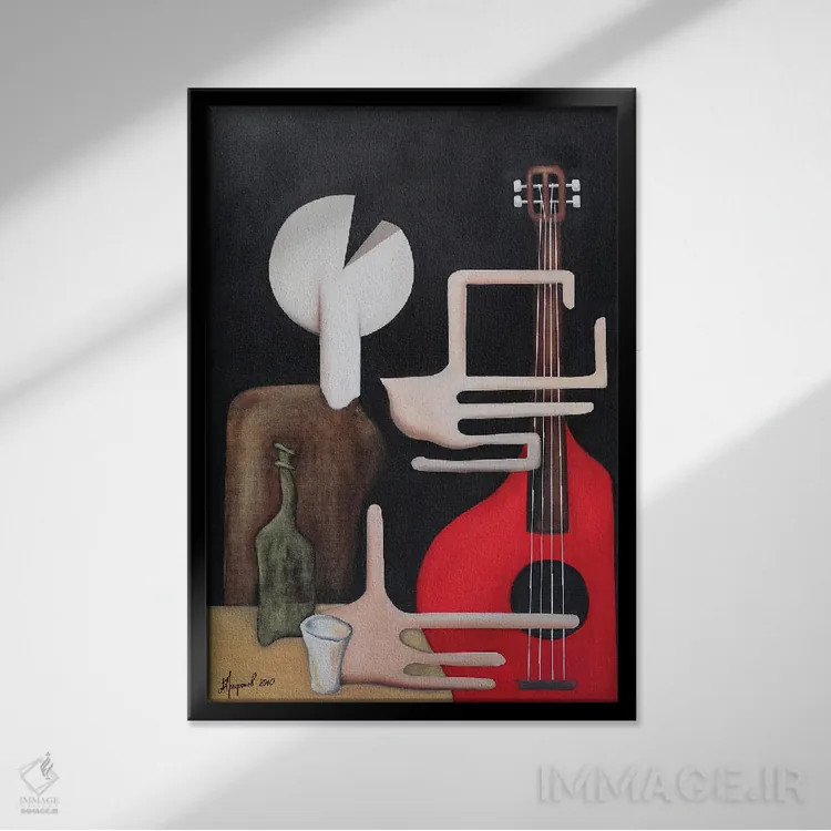 تابلو نوازنده گیتار اثر الکساندر تریفونوف - نمای قابدار مشکی