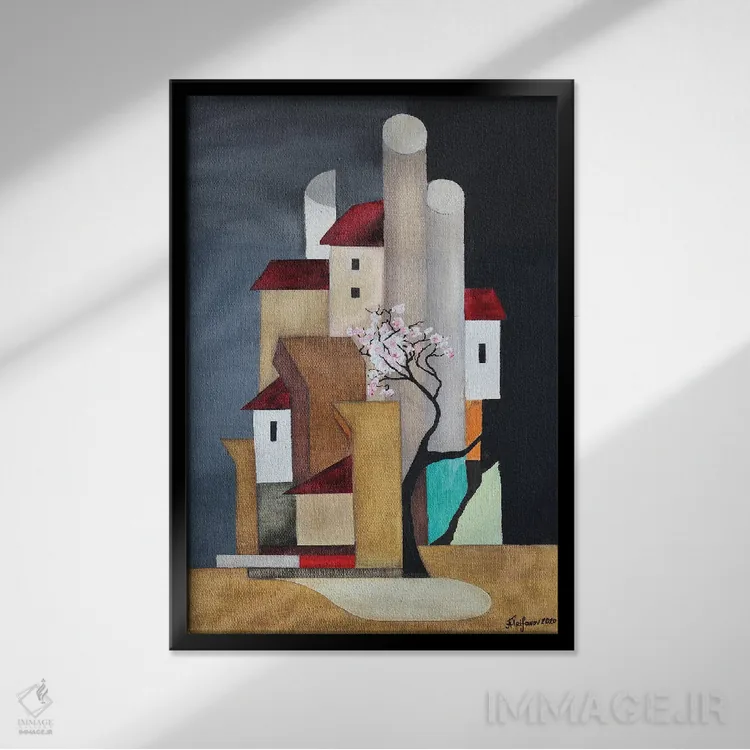 تابلو ساکورا (شکوفه گیلاس ژاپنی) اثر الکساندر تریفونوف - نمای قابدار مشکی