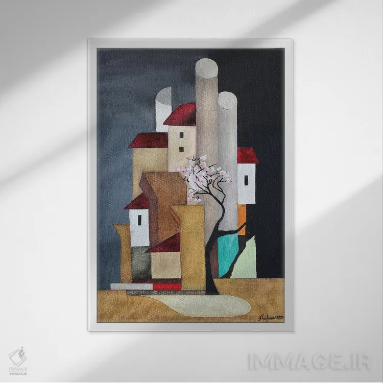 تابلو ساکورا (شکوفه گیلاس ژاپنی) اثر الکساندر تریفونوف - نمای قابدار سفید