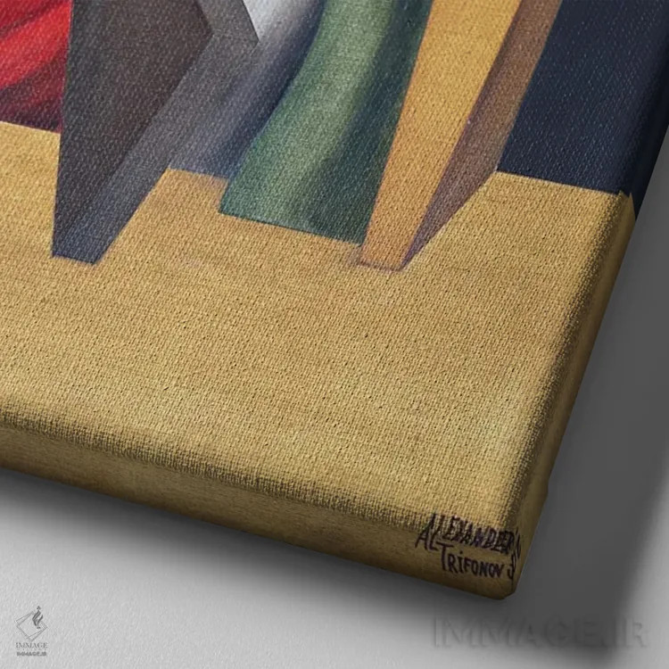 تابلو یوهانس برامس (آهنگساز آلمانی) اثر الکساندر تریفونوف - نمای نزدیک بافت بوم