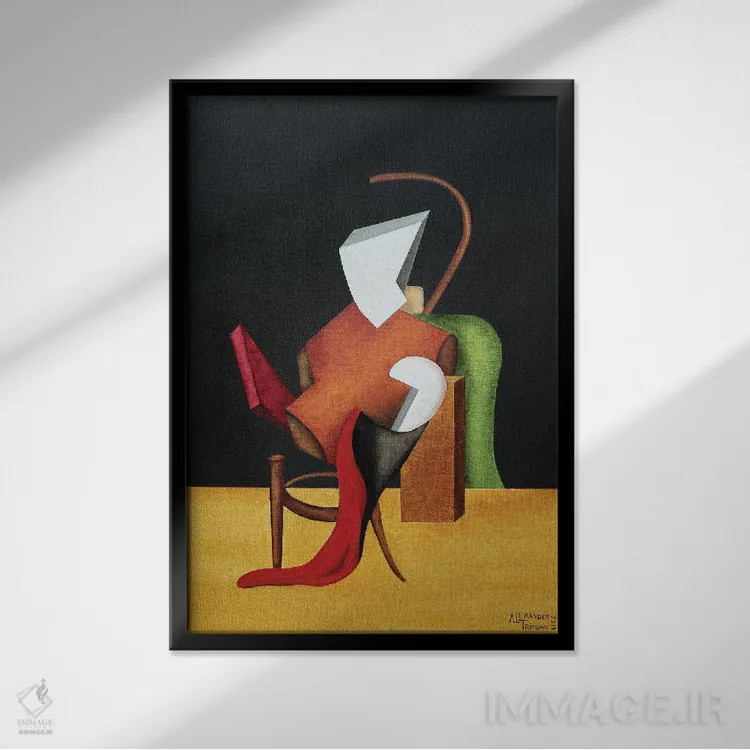 تابلو داستایوفسکی (نویسنده روس) اثر الکساندر تریفونوف - نمای قابدار مشکی