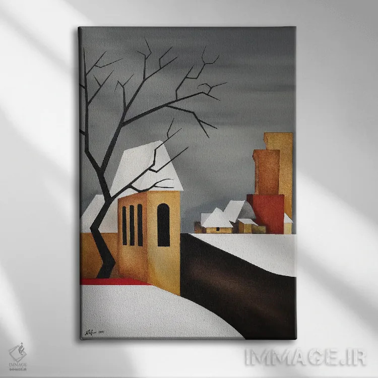 تابلو تیلبورخ زمستانی (شهر هلند) اثر الکساندر تریفونوف - نمای روبهرو روی دیوار