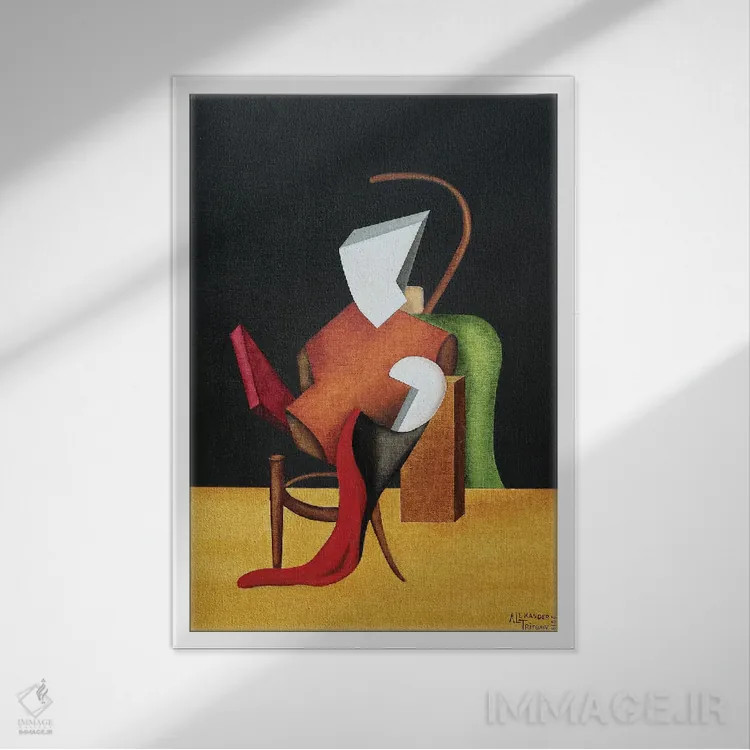 تابلو داستایوفسکی (نویسنده روس) اثر الکساندر تریفونوف - نمای قابدار سفید