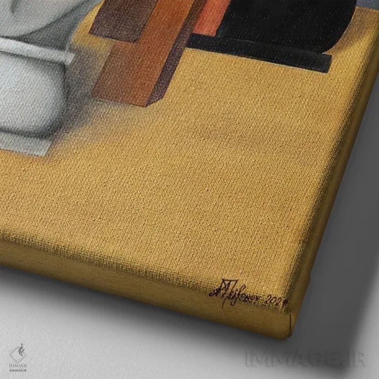 تابلو ترکیب شطرنج اثر الکساندر تریفونوف - نمای نزدیک بافت بوم