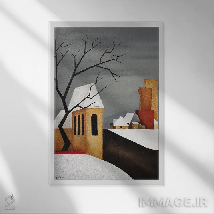 تابلو تیلبورخ زمستانی (شهر هلند) اثر الکساندر تریفونوف - نمای قابدار سفید